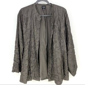 Eileen Fisher Crinkle BLAZER Jacket Silk. “L”. Dress up or down. Think HOLIDAYS